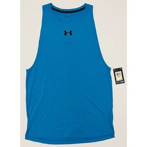 Under Armour Zone Bright Blue Tank with Logo Mens M Loose Fitting Shirt NWT